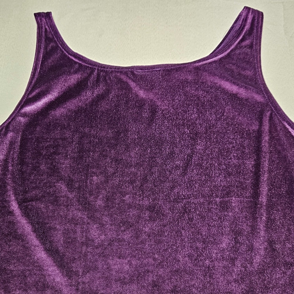 Gilligan O'Malley Tank Top Womens Large Purple Velvet Scoop Neck Made in USA - Picture 7 of 8